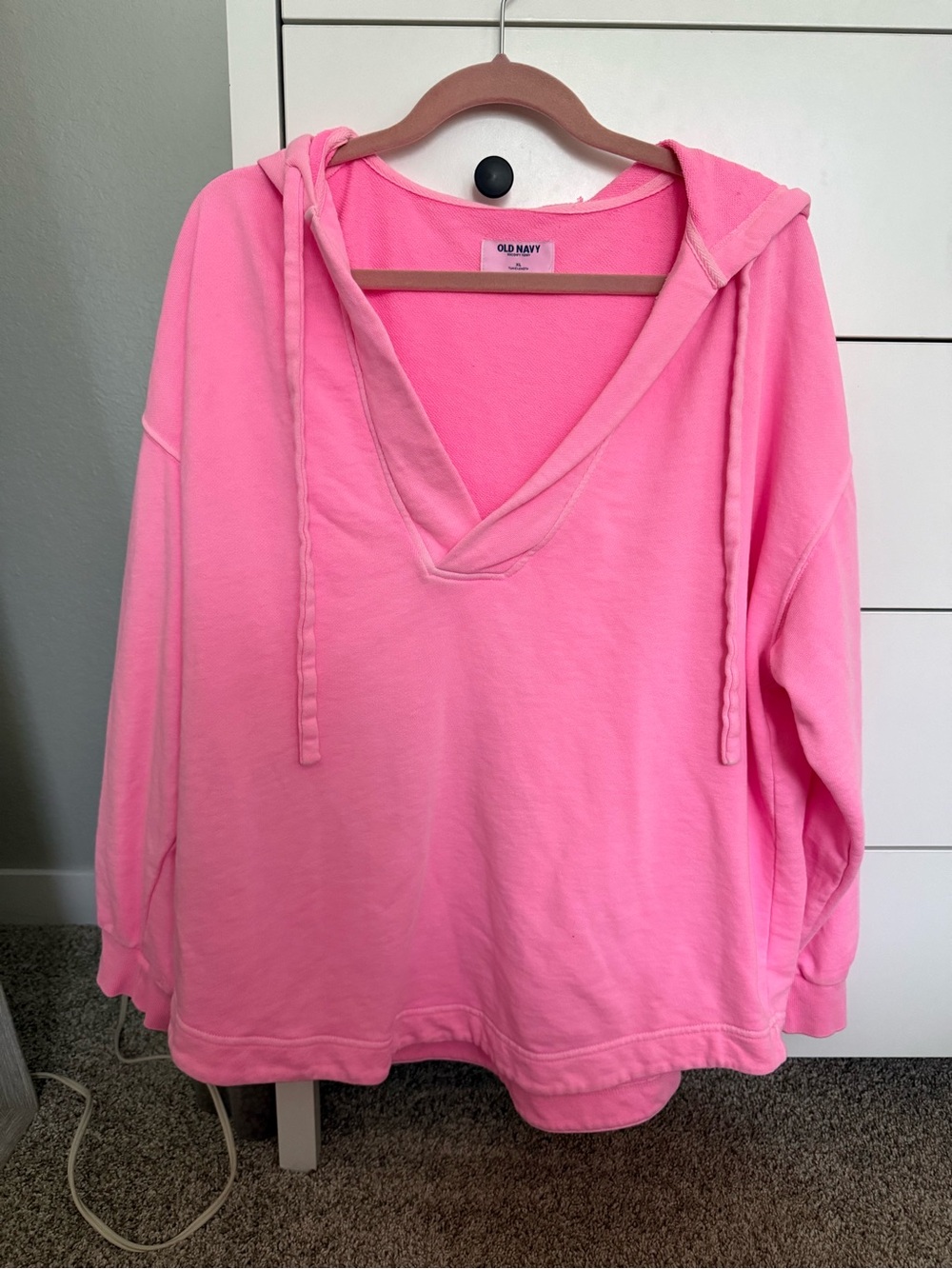 Old Navy Pink V-Neck Hoodie Sweatshirt